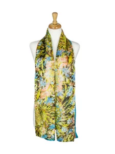 AamiraA Garland Mulberry Chiffon Silk Stole Women Oblong Scarf Free Shipping - Picture 1 of 5