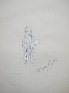 Atelier VIONNET - Dessin original - Crayon - Haut noué blanc 37 - Picture 1 of 2