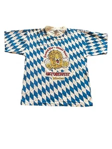 Oktoberfest Munchen Germany VTG 90s Beer Beerfest Argyle Print Joe Shirt Large - Picture 1 of 2