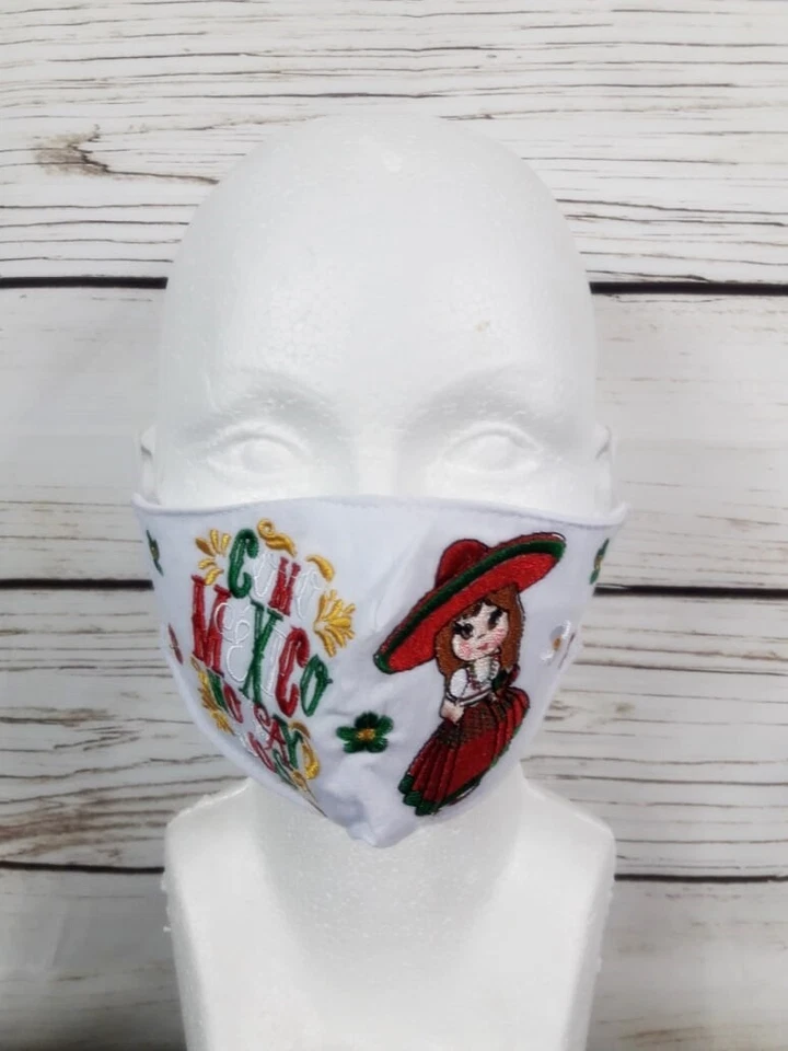 墨西哥成人面罩刺绣科莫墨西哥无干草多斯牧场女孩  — 第 1/4 张图片