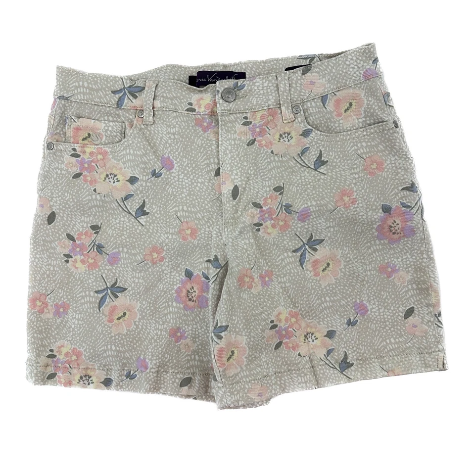 Pantalones Cortos Gloria Vanderbilt Amanda Para Mujer Talla 8 Beige Floral Denim Jean Shorts Foto 1 de 4