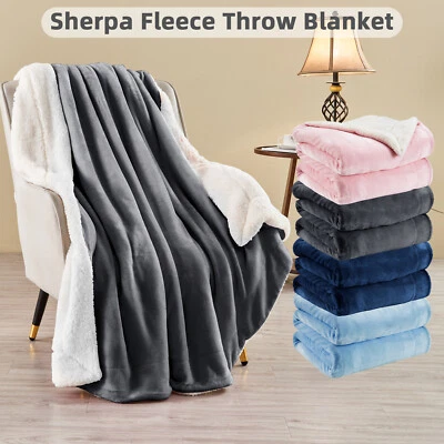 Luxury Sherpa Fleece Blanket Plush Lounge Throw For Sofa Bed Couch Lovely Gift - image 1 of 4