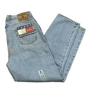 VTG NWT TOMMY HILFIGER LIGHT BLUE DENIM JEANS PANTS 42x32 BAGGY FIT (4) - Picture 1 of 7