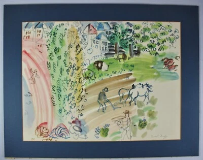 Estampado vintage The Village Garden de Raoul Dufy N.Y.G.S. impreso en Holanda 29" Foto 1 de 4
