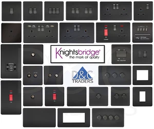 Knightsbridge Screwless light switches & sockets Matt Black Premium series range - Picture 1 of 44