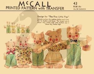Reproduction Vintage Pig Family Sewing Pattern 6 -10.5 " Tall - Picture 1 of 1