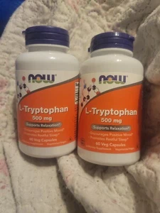 NOW FOODS L-Tryptophan 500 mg 120 Veg Capsules Relaxation,mood,sleep - 04/25 - Picture 1 of 2