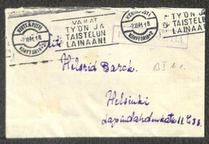 FINLAND FIELDPOST SLOGAN SWISS BRIDGE CANCEL KENTTAPOSTIA MILITARY COVER 1941 - Picture 1 of 1
