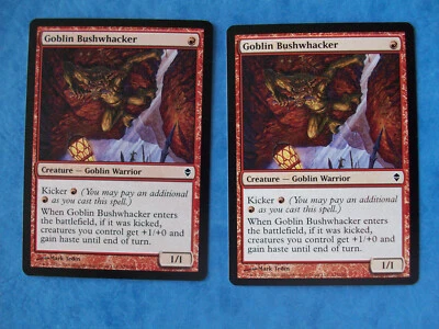 MTG Magic the Gathering GOBLIN BUSHWHACKER ZENDIKAR NM X2 ACTUAL PICTURES - Image 1 of 2