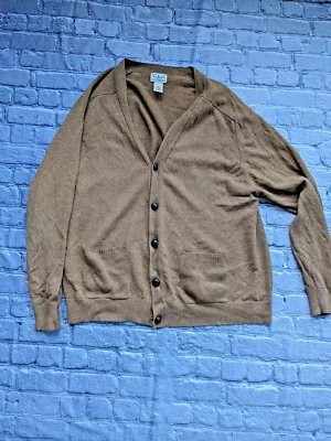 Cárdigan suéter grande LL Bean 100 % lana de cordero para hombre casa de campo abuelo núcleo camel Foto 1 de 4