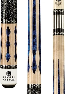 Lucasi Custom Super Birds-Eye Pool Cue with Blue Luster Inlays - Picture 1 of 8
