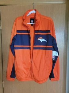 NFL Mens NWT Orange And Blue Full Zip Jacket Denver Broncos - Size M, 4 Pockets - Picture 1 of 5