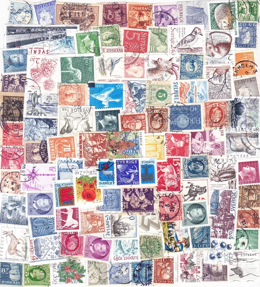 SWEZ4 Suecia 100 diferentes usados principalmente todos los períodos escaneo muestra lote real Foto 1 de 1
