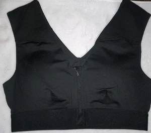 Tommie Copper Shoulder Support Bra Womens Medium Black Zipper Front Sz. Med - Picture 1 of 6