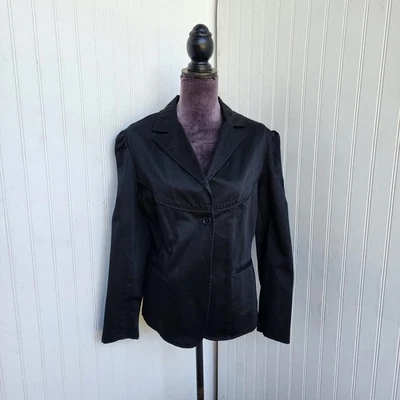 全新带标签 38 美元旧海军蓝西装外套黑色纽扣棉长袖夹克,尺寸 XXL — 第 1/4 张图片