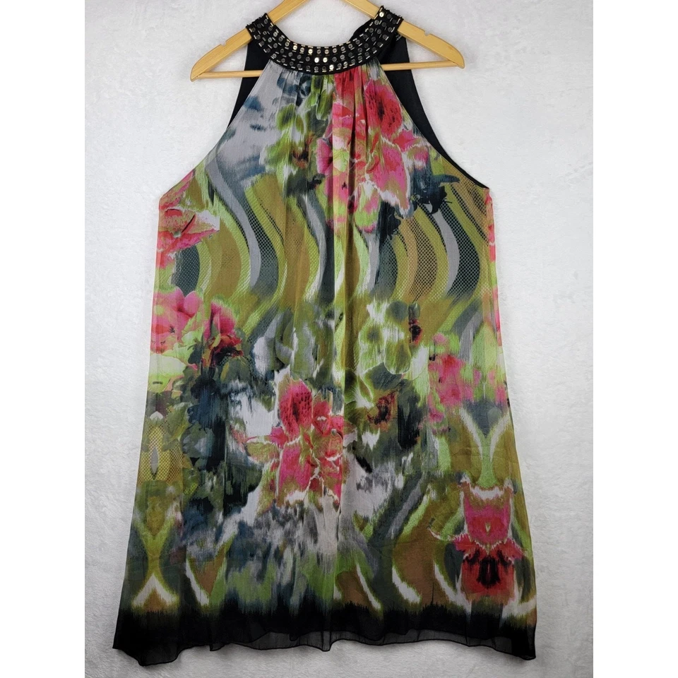 Vestido midi halter Fairy Whimsigoth XL adornado línea sin mangas colorido floral Foto 1 de 4
