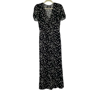 Mono floral negro Reformation pierna ancha abotonada para mujer talla 4 pradera Foto 1 de 4