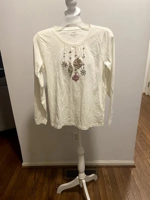 Niñas Manga Larga Talla Pequeña J Crew Coleccionista Camiseta Diseño Vacaciones Blusa Beige  Foto 1 de 4