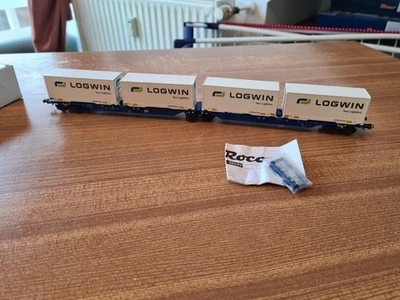 Roco 66599 Container-Doppeltragwagen Sggmrs blau D-DB Logwin H0 = - Bild 1 von 4