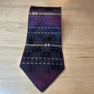 Facets Men's Necktie Tie Silk Maroon, Dark Gray Blue Gold Abstract Made in USA - Picture 1 of 7