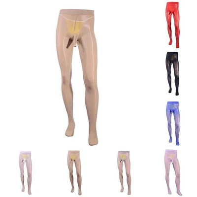 Durchsichtige glänzende Strumpfhose für Herren ultradünn Übergröße Strümp - Bild 1 von 4