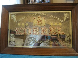Vintage Korbel Brandy Champagnerkeller verspiegeltes Glasschild 25,5" x 16,5" - Bild 1 von 7