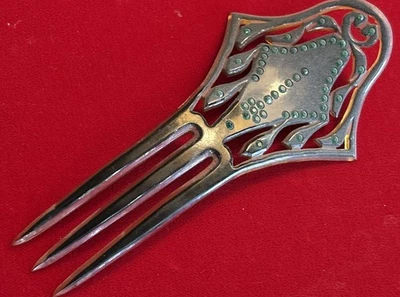 Peine de pelo vintage Art Deco baquelita imitación caparazón de tortuga pedrería azul/verde Foto 1 de 4