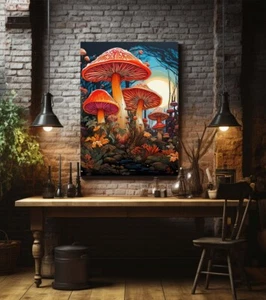 Mushrooms Pop Wall Art Canvas Unframed Print Art - Picture 1 of 3
