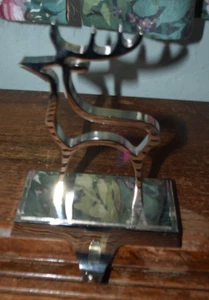 Weighted Silver Chrome Reindeer Christmas Stocking Holder 7" Tall - Picture 1 of 2