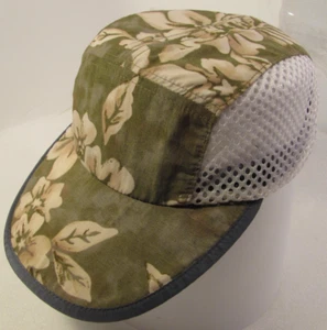 Patagonia Duck Bill Running Cap Unisex M Vtg Green Floral Cyclist Jog Hat USA - Picture 1 of 11