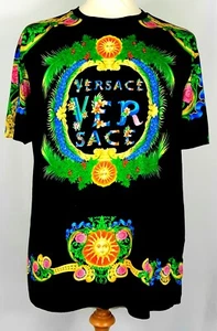 Versace Mens T-shirt Size XL Extra Large Beverly Palms Print Black Base - Picture 1 of 7