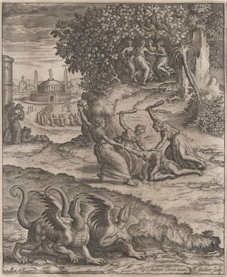 Mythologie Grèce Penthée Thèbes Bacchantes - Léonard Gaultier Gravure XVIIe - Photo 1/2