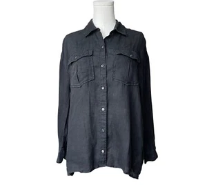 James Perse Womens 100% Linen Button Down Shirt Sz 1 Small Minimalist Lagenlook - Picture 1 of 9