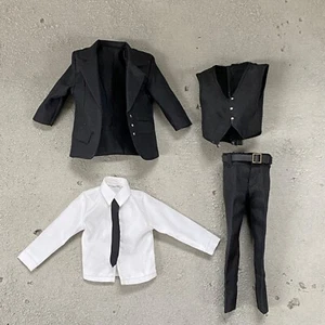 PB-CASSUP-BLK: 1/12 Black Business Suit for 6" muscular body - Picture 1 of 6