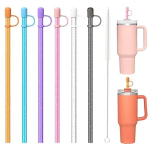 6 Color Replacement Straws with Cover Caps for Stanley Cup 40 oz 30 oz 20 oz ... - Picture 1 of 7