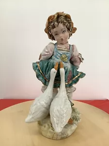 Vintage Porzellan große Figur Mädchen mit Enten Italien - Bild 1 von 5