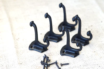 5 PIEZAS Ganchos para Abrigo Estilo Vintage Hierro Fundido Sombrero Gancho Pasillo Árbol Brillo Negro Foto 1 de 4