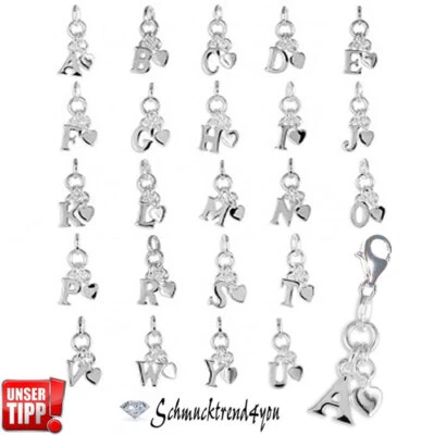 CHARM ANHÄNGER MIT HERZ ECHT 925 SILBER CHARMS BUCHSTABEN FÜR BETTEL ARMBAND ❤️  - Bild 1 von 4