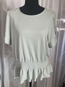 Meraki Career Smocked Waist Peplum Short Sleeve Women's Blouse Sz XL - Picture 1 of 5