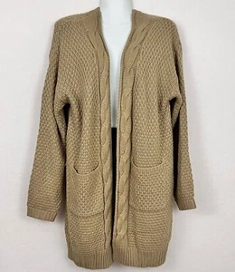 GRECERELLE Womens Long Sleeve Cable Knit Open Front Cardigan Tan Size XL - Bild 1 von 10