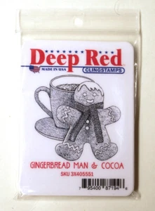 Deep Red Gingerbread Man & Cocoa Stamp - Picture 1 of 2