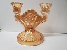 Jeannette Carnival Glass Iridescent Double Candlestick Vintage