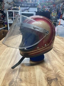 Vintage 1970s Premier 1 Metal Flake Rare Star Pattern Motorcycle Helmet M - Foto 1 di 22