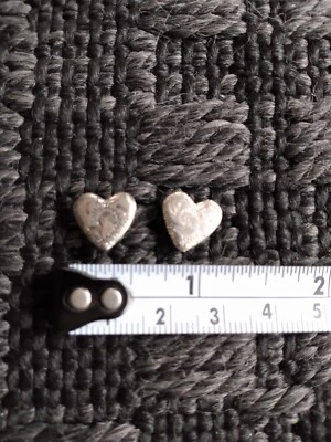 Vintage Alpaca Silver 1/2  in Heart Bit End Bridle Rein Chicago Screw Concho PR - Image 1 of 2