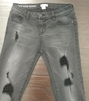 Pantalones de mezclilla ajustados Blue Asphalt - negros lavados borde crudo para mujer talla 7/28 Foto 1 de 4