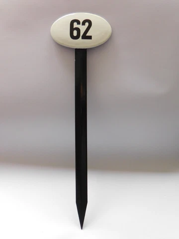 Vintage Sweden Enamel Porcelain Garden / Yard House Number 62 Sign on Stick #1 Cover