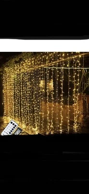 MAGGIFT 304 LED Curtain String Lights, 9.8 x 9.8 ft, 8 Modes Plug in Fairy Warm White S5