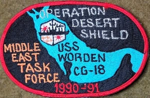 1991 USS Worden CG-18 us navy usn Task Force Cruise Tour Patch desert storm  - Picture 1 of 2