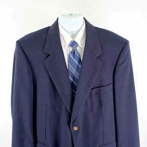 Savile Row Wool Blue 2 Gold Button Blazer 44R - Picture 1 of 15