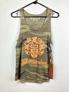 Top sin mangas Old Milwaukee cerveza marca retro para damas - camuflaje y naranja - talla mediana - Imagen 1 de 6